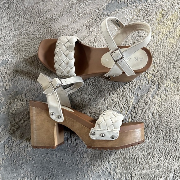 Anne Klein Shoes - Anne Klein Loris White block heels platform wedge Sandals summer shoes 8